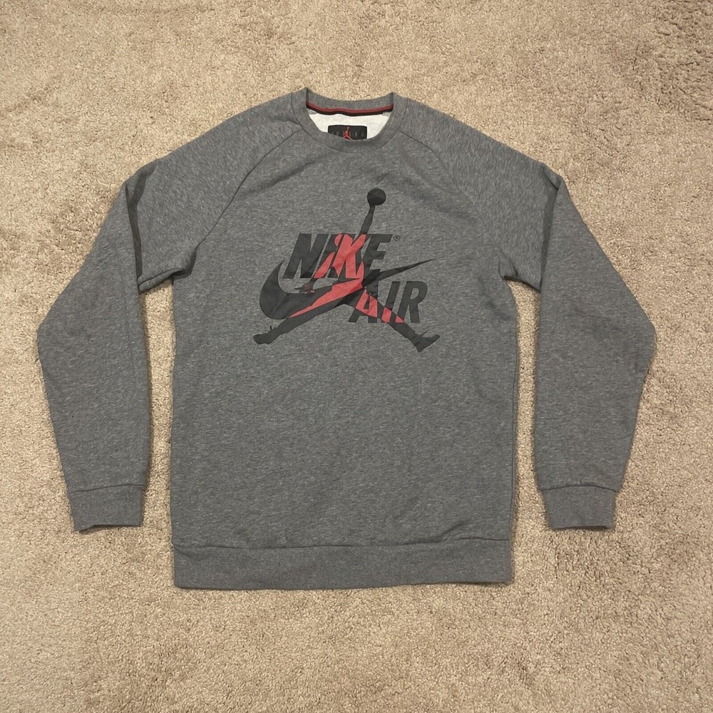 Men's Nike Air Jordan Jumpman Classics Gray Crew Sweatshirt Size Medium